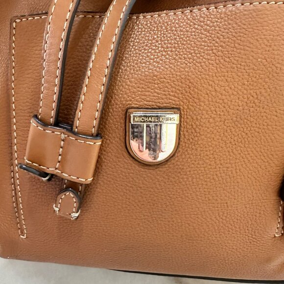 Michael Kors Romy Acorn Brown Tan Brown Pebbled Leather Medium Backpack - Picture 5 of 16